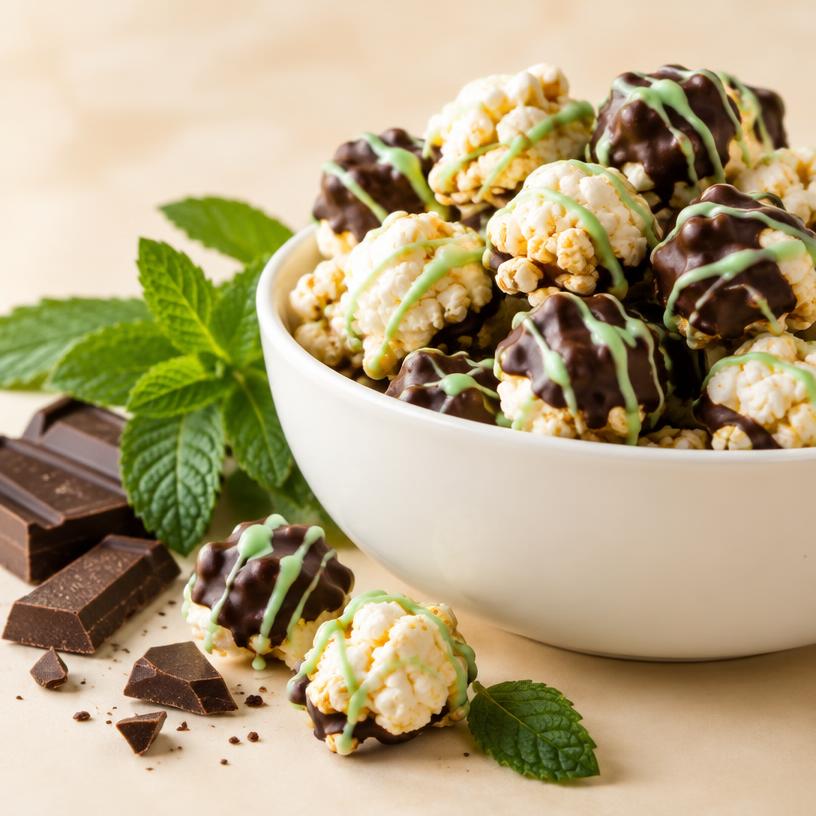 Chocolate Mint popcorn close-up
